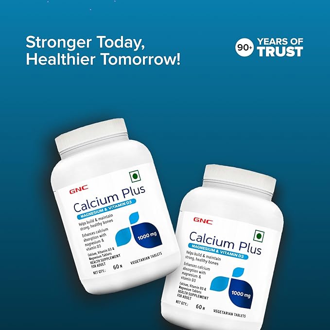 GNC Calcium Plus 1000mg with Magnesium and Vitamin D3 | 60 Tablets