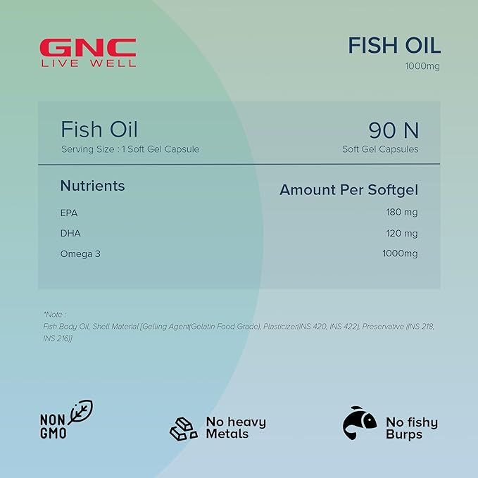 GNC Fish Oil 1000mg Omega-3 | 90 capsules