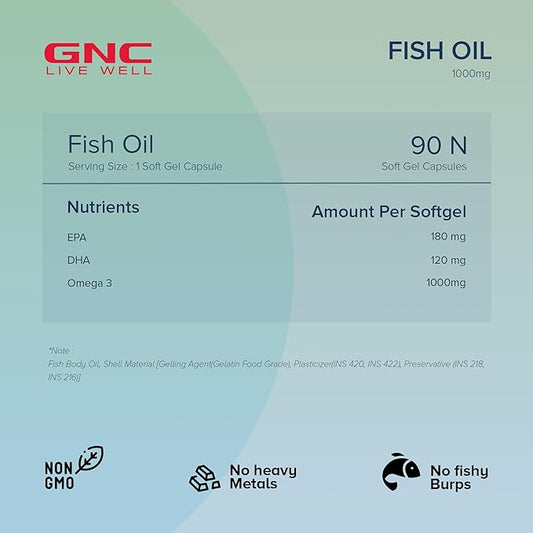 GNC Fish Oil 1000mg Omega-3 | 90 capsules