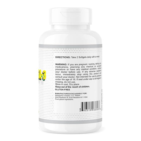 Wellsports | Ultra Omega 3 – 4X | Fish Oil (EPA-720/DHA-480) With Vitamin D3 – 90 Softgels (720mg)