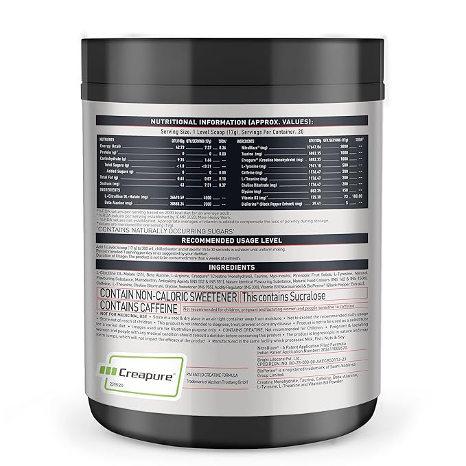 MuscleBlaze Pre Workout Wrathx Powder, Fruit Fury