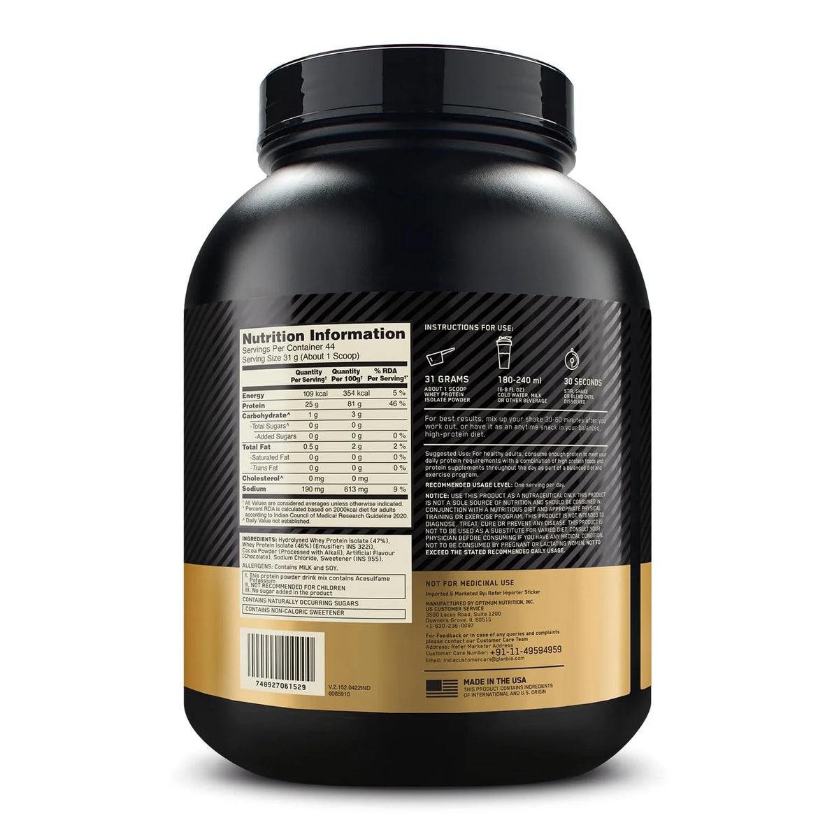 Gold Performance Isolate Optimum Nutrition Gold Standard 100% Isolate – OG Energy